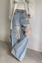 Lace Patchwork Ripped Loose Jeans image 17