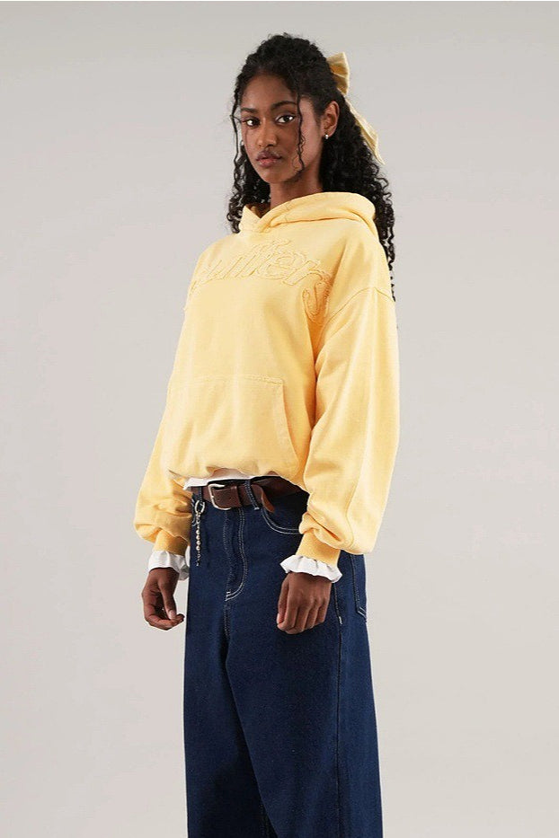 Solid 3D Letter Casual Longsleeve Hoodie image 2