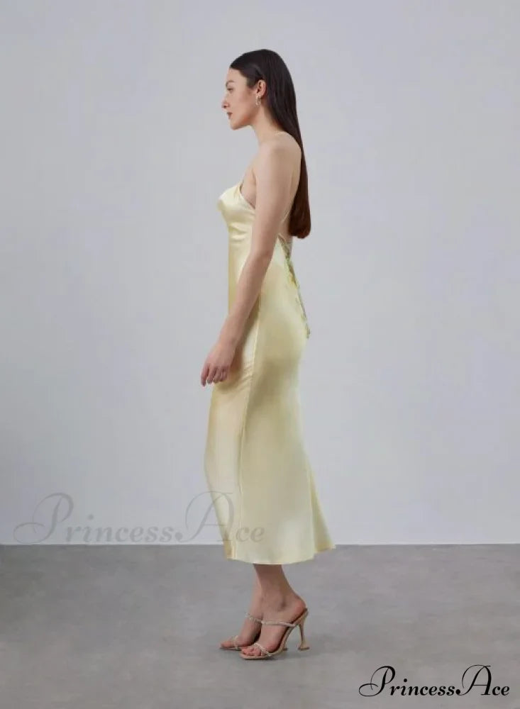 90s Forever Cowl Neck Graceful Maxi Silk Slip Dress image 4