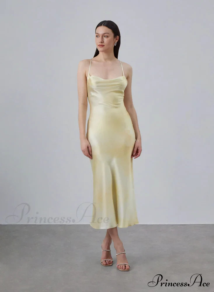 90s Forever Cowl Neck Graceful Maxi Silk Slip Dress image 1