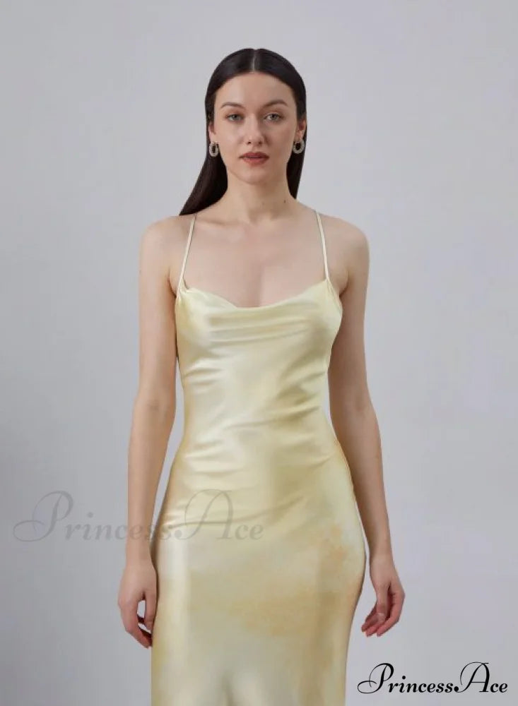 90s Forever Cowl Neck Graceful Maxi Silk Slip Dress image 2