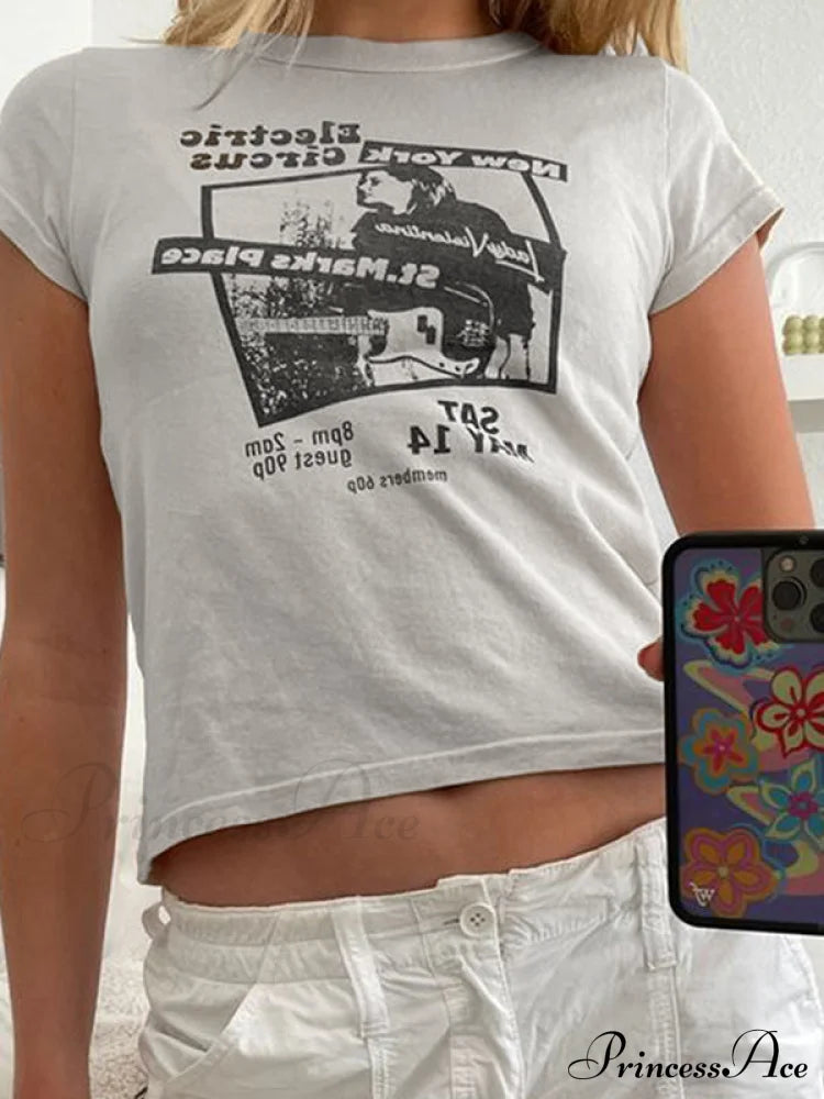 90s Short Sleeve Trendy Crop Blouse - Black image 3