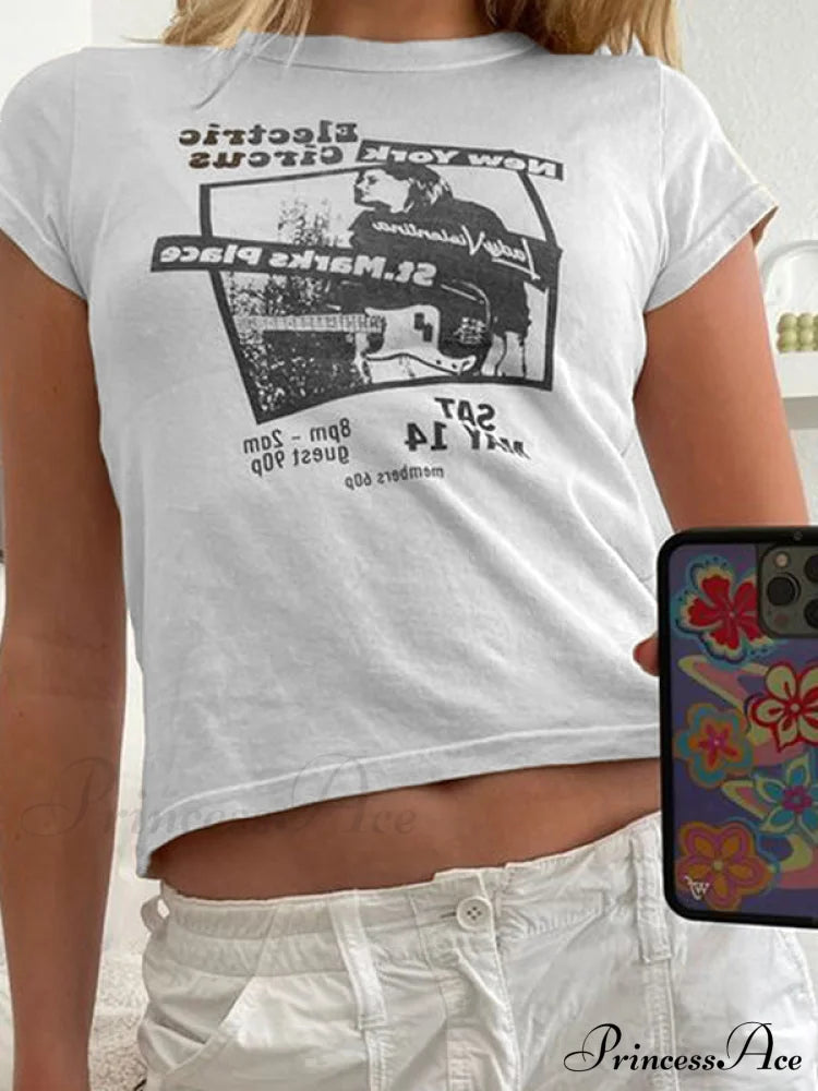 90s Short Sleeve Trendy Crop Blouse - Black image 1