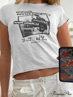 90s Short Sleeve Trendy Crop Blouse - Black image 1