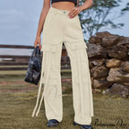 90s Streetwear Blue Cargo Casual Big Pockets Overalls High Waist Straight Denim Jean image 4
