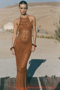 Solid Knit Bikini Cover Boho Dress image 1
