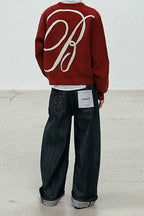 Casual Vintage Crew Neck Sweater image 8