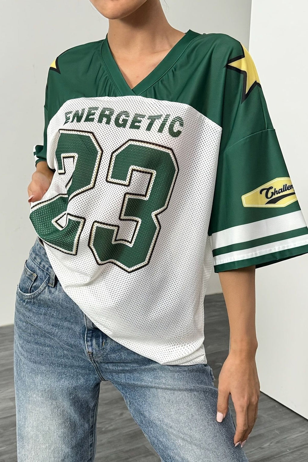 Fashion Loose Street Print Color Block Sporty T-shirt image 5