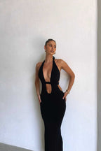 Hollow Chest Strappy Wrapped Neckline Maxi Dress image 3