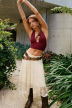 Lace Midi Skirt with Asymmetrical Hem Skirt image 2