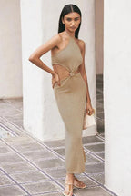 Halter Neck Backless Hollow Out Slim Maxi Dress image 3