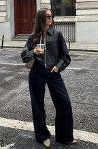 Loose Fit Matte Leather Short Jacket image 5