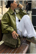 Vintage Green Faux Leather Jacket image 1