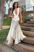 Sleeveless Tassel Mesh Maxi Dress image 1