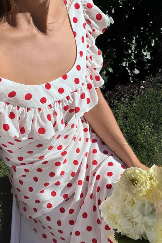 Polka Dot Cami A-Line Ruffled Maxi Dress image 2