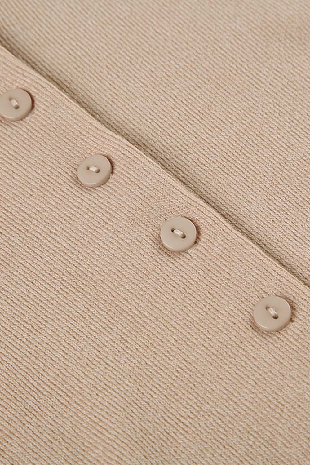 Deep V-Neck Buttoned Sweater Dress image 10