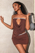 Sexy Solid Rhinestone Slim Party Dress image 1