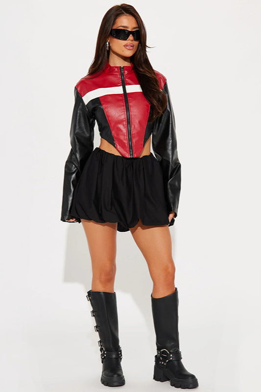 Colorblock Biker Crop Coat image 3
