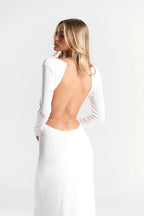 Backless Chain Long Sleeve Split Party Dress image 9