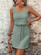Rosalie Eyelet Dress detail view styled for Avrienne