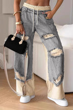 Distressed Tie Detail Streetwear Jeans image 3