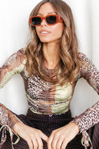Printed Slim Fit Long Sleeve Crop Top image 2