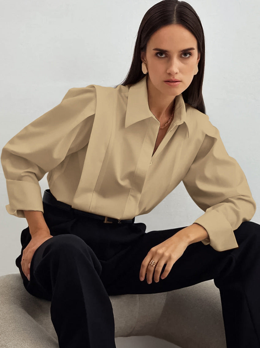 Structured Square Shoulder Panelled Blouse image 10