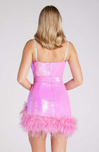 Faux Fur Belt Purple Sequin Cami Party Dress image 6