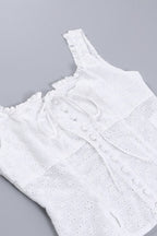 Cami Jacquard Lace Floral Button Tank Top image 7