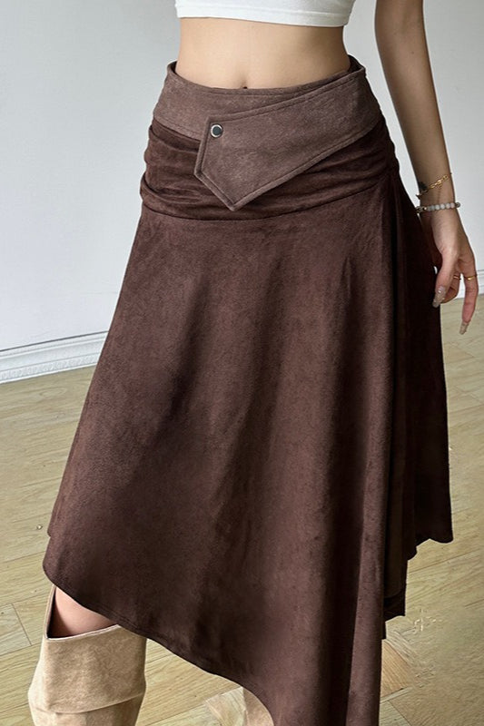 Solid Color Asymmetrical Midi Skirt image 1