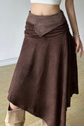 Solid Color Asymmetrical Midi Skirt image 1