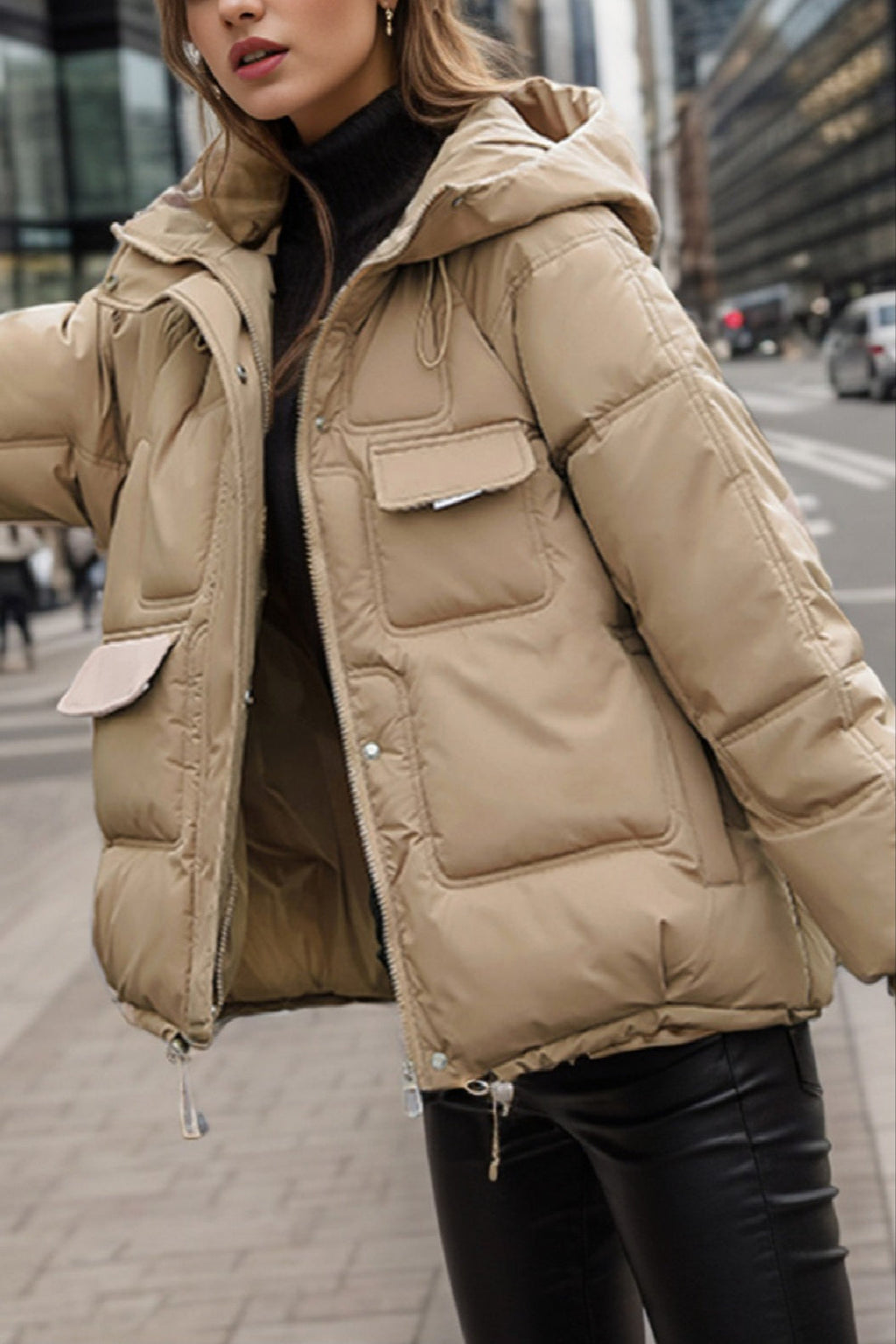 Cropped Insulated Cargo Puffer Jacket image 3