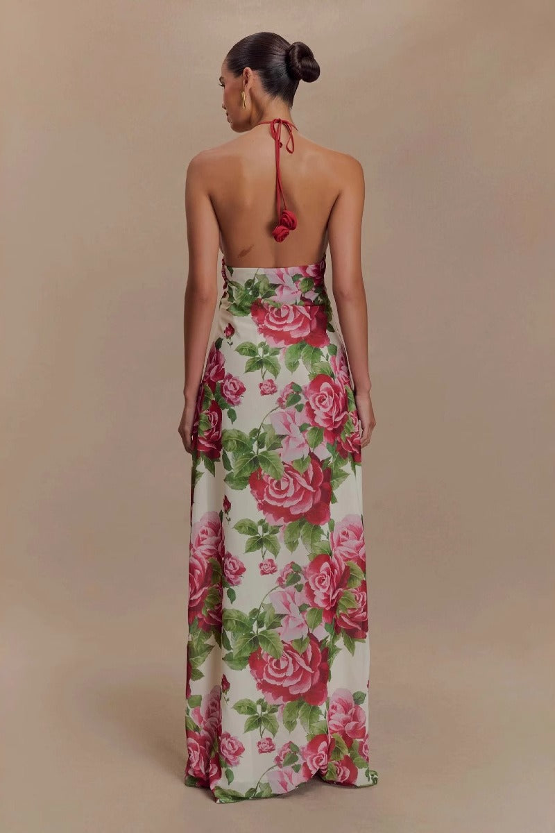 Rose Halter Off-Shoulder Floral Dress image 3