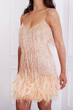 Feather Trim Sequin Cami Party Dress image 8