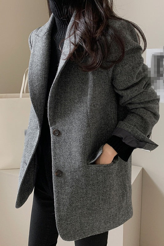 Wool Blend Solid Color Blazer image 7