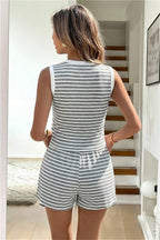 Striped Tie Front Short Two Piece Set image 9