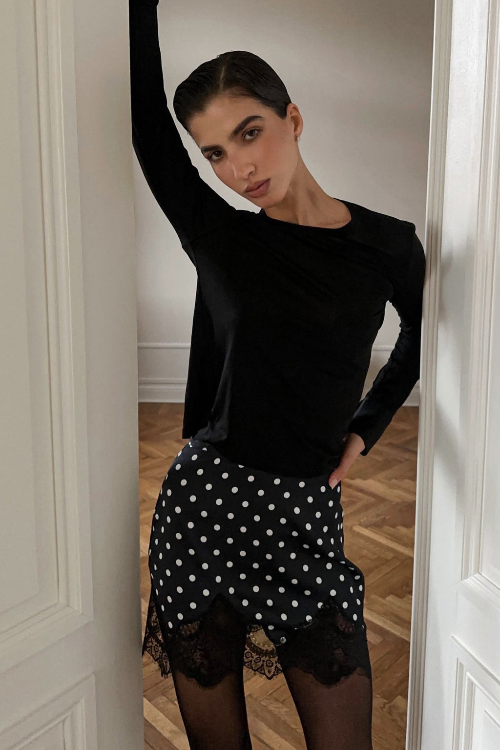 Lace Polka Dot A Line Skirt image 3