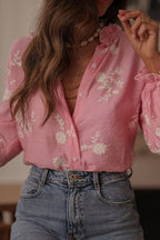 Long Sleeve Printed Lantern Sleeve Blouse image 3