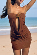 Elegant Strapless Cutout Bodycon Resort Mini Dress image 1