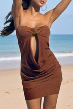 Elegant Strapless Cutout Bodycon Resort Mini Dress image 1
