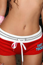 Contrast Stripe Letter Bodycon Shorts image 4