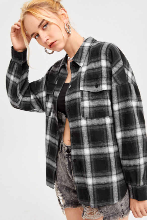 Plaid Stand Collar Button Shirt  Blouse image 6