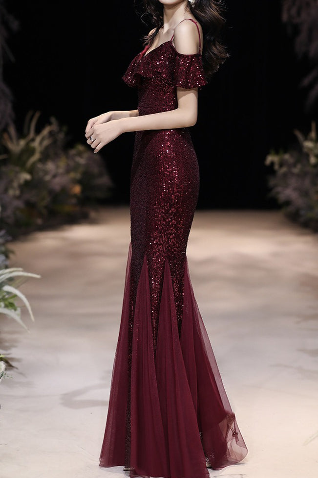 Off Shoulder Sequin Mesh Party Dress image 3