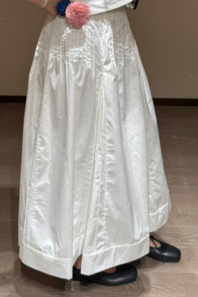 Sweet High Waist Unique Youthful White Maxi Skirt image 5
