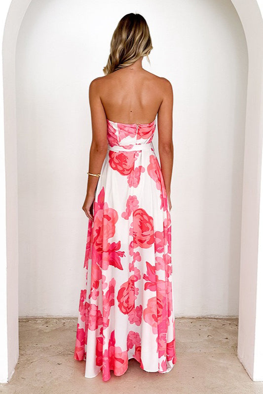 Colorful Print Strapless Tie Maxi Dress image 3