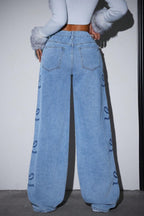 High Waist Washed Bow Tie Jeans image 4