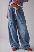 Street Tie Casual Loose Pocket Jeans image 1