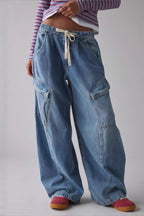 Street Tie Casual Loose Pocket Jeans image 1