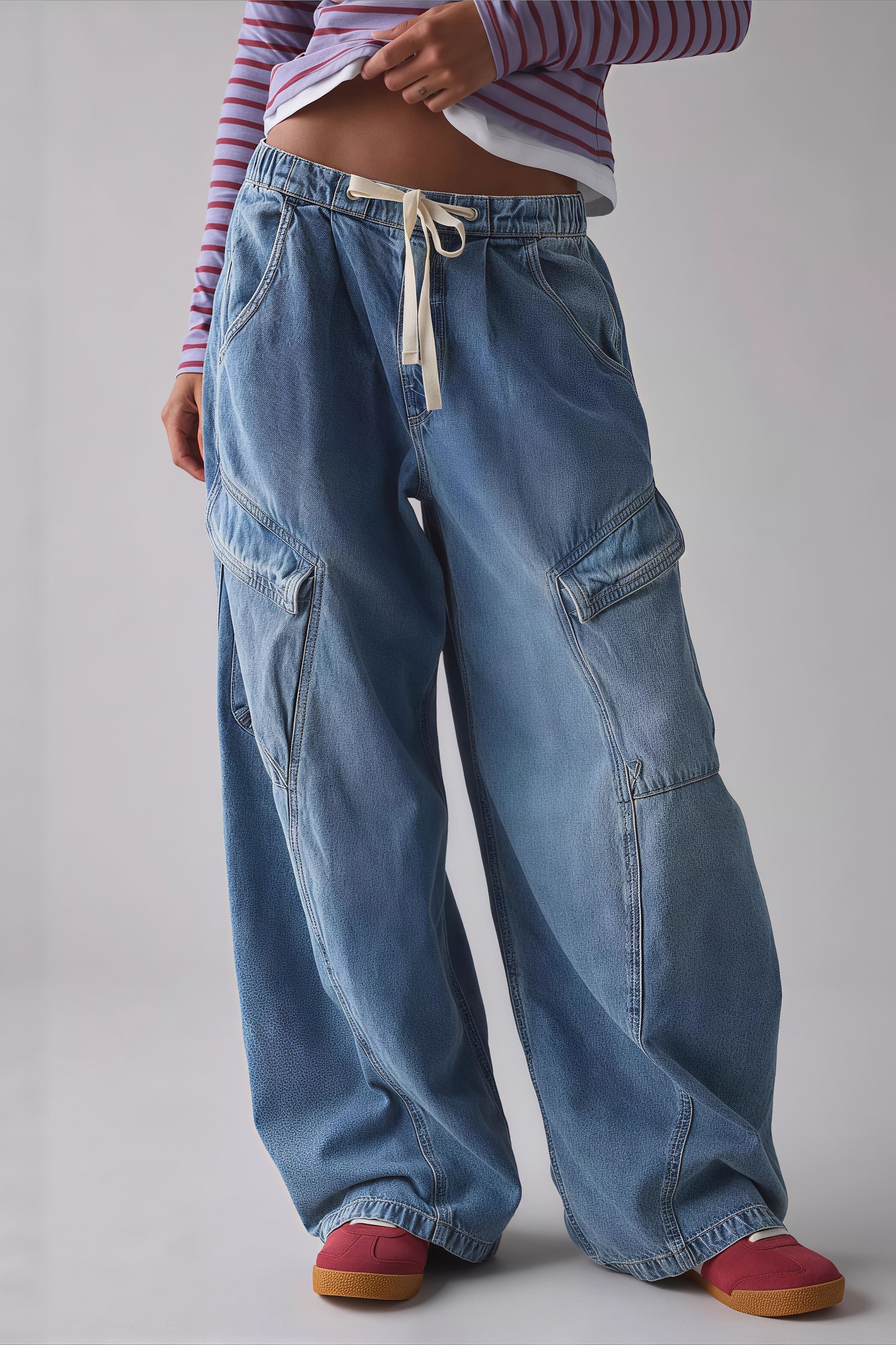 Street Tie Casual Loose Pocket Jeans image 1