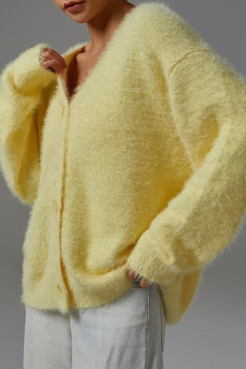 Faux Fur Blend V-Neck Cardigan image 10